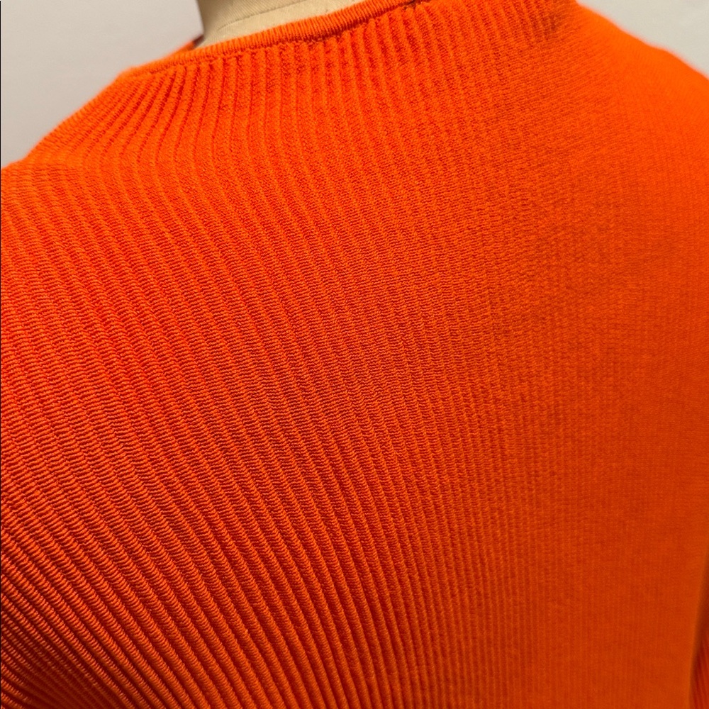 Orange Ribbed Women's Top - Picture 4 of 5